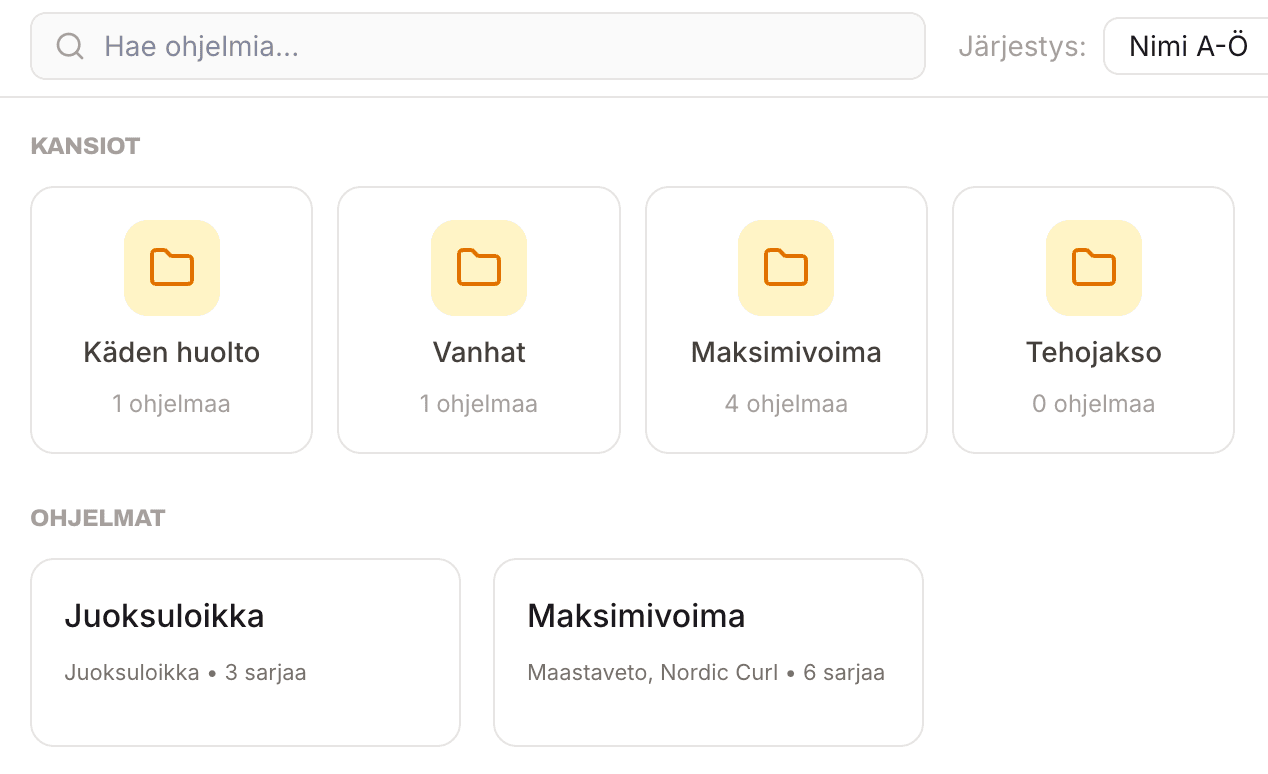 Ohjelmakirjasto kansioineen