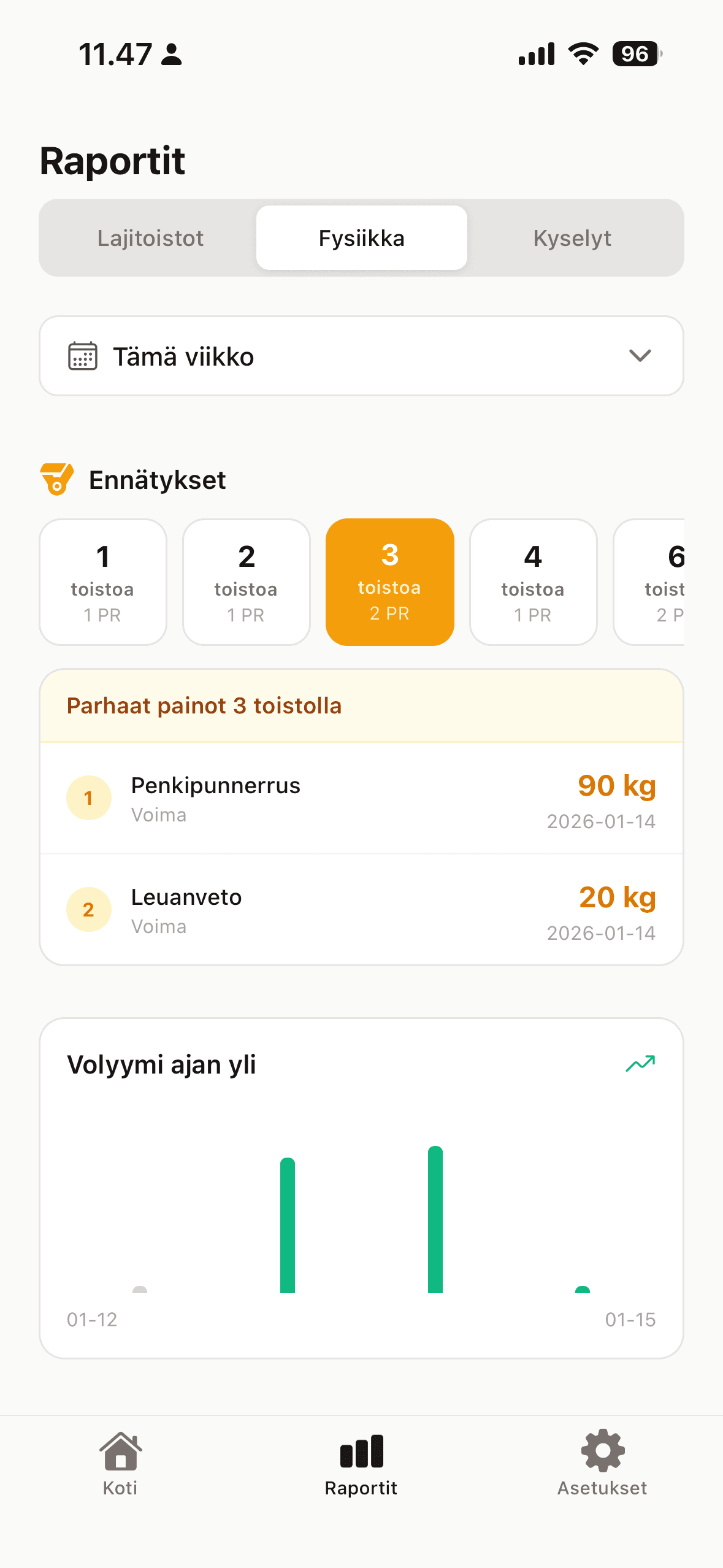 Seuraa ennätyksiäsi